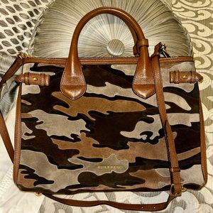 Burberry Suede Camouflage Medium Banner Tote Bag
